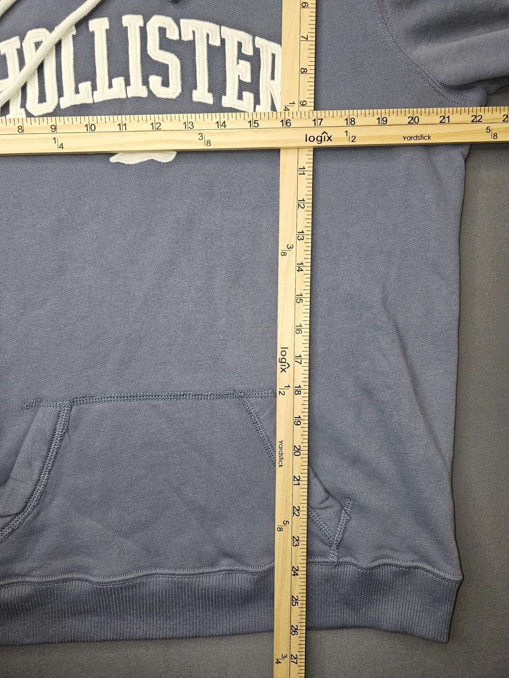 Hollister Slate Blue Pullover Hoodie with White Logo - Picture 4 of 4